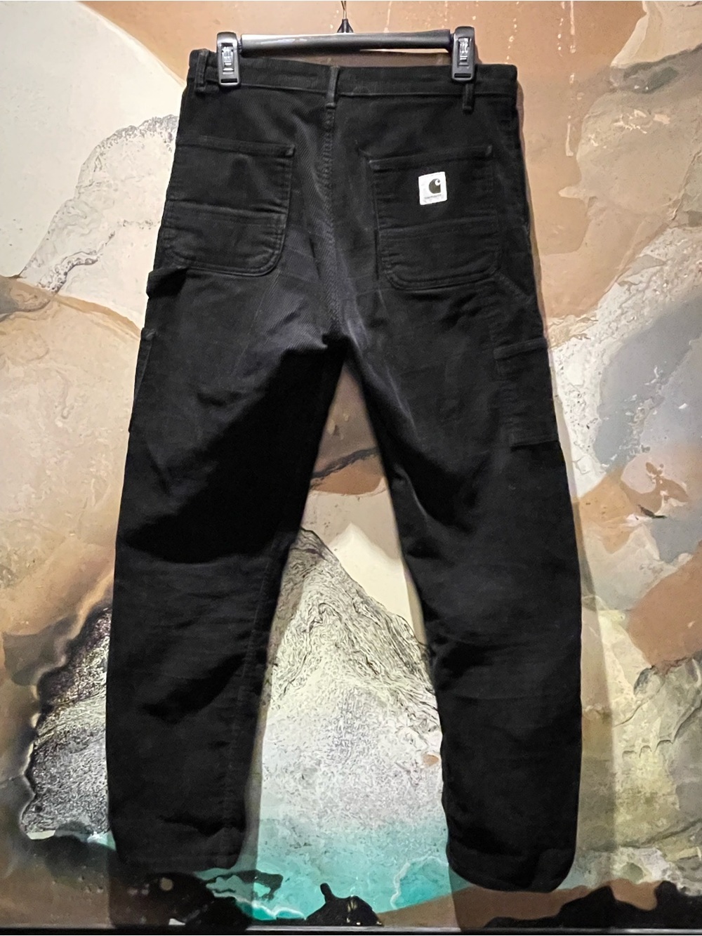 Carhartt WIP Black Corduroy Pierce Boyfriend Carpenter Pants Size 27